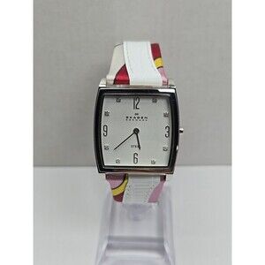Rare Skagen Womens Tonneau Slim New Battery Bright Spring Strap Dress Watch